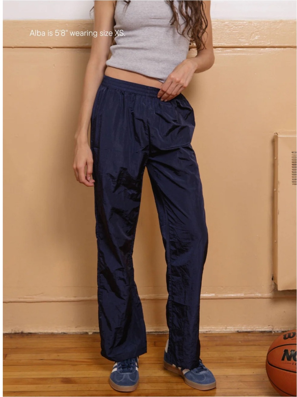 Relaxed Navy Women's Track Pants with Elastic Waist